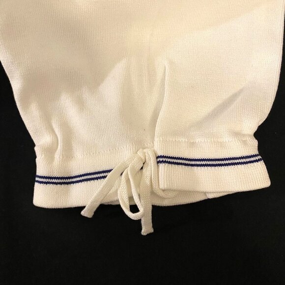 Chanel White Cotton Knit Drawstring Pants with CC Tennis Logo - Picture 4 of 9